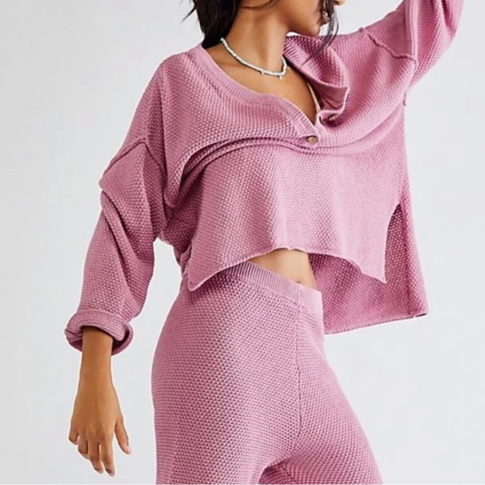 Free People FP Beach Hailee Sweater Set Smoked Pink M